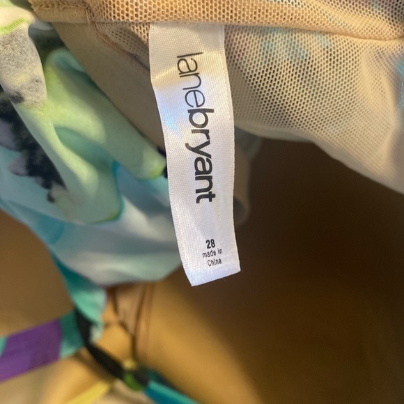 Lane Bryant Womens Tropical Floral Tankini Top Ruched Built In Bra Green - Picture 4 of 6